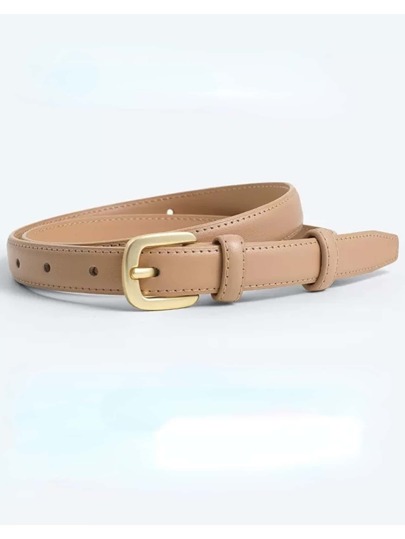 قطعة واحدة من السراويل الجينز الكاكي المزينة بأسلوب كاجوال للنساء مع حزام بطراز رجعي، متعددة الاستخدامات للارتداء اليومي في موسم الخريف وعيد الهالوين