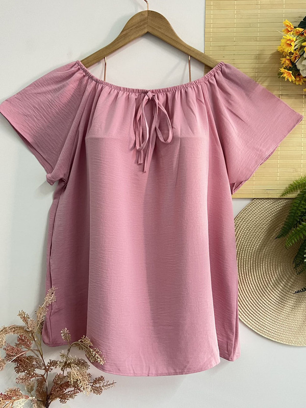 moda fashion feminina blusa PLUSIZE  manga curta com elastico tecido duna \colecao 2023 \chic\chique\verao\boa qualidade