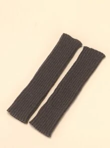 1pair Women's Knitted Fingerless Short Gloves, Leisure Versatile For Daily & Party Wear - Dark Grey - View 2