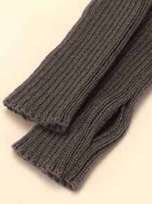 1pair Women's Knitted Fingerless Short Gloves, Leisure Versatile For Daily & Party Wear - Dark Grey - View 3
