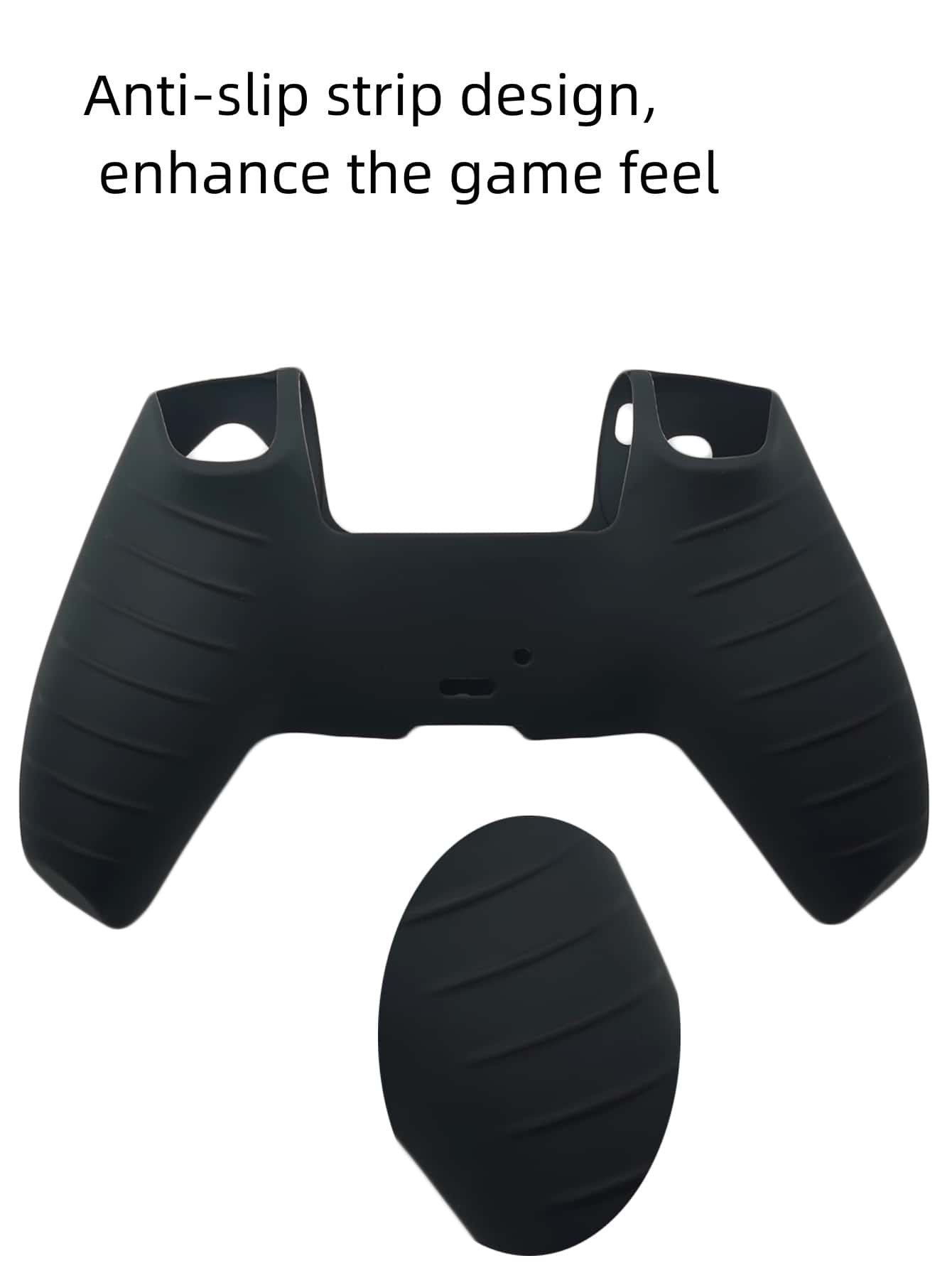 1pc PlayStation 5 Controller Silicone Cover + 2pcs P5 Controller Joystick Cap Set, Anti-Drop Anti-Dust Anti-Scratch, Enhance Gaming Experience - Black - View 3
