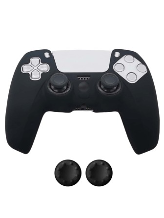1pc PlayStation 5 Controller Silicone Cover + 2pcs P5 Controller Joystick Cap Set, Anti-Drop Anti-Dust Anti-Scratch, Enhance Gaming Experience