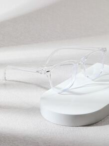 1pc Women's Fashion Rivet Street Transparent Frame Eyeglasses Accessory - Clear - View 3