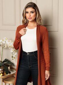 Women Cardigans - Óxido marrón - Ver 2