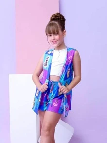 Tween Girls Dresses - Niebieski i biały - Zobacz 3