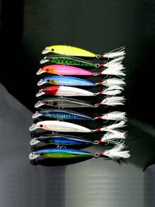 钓鱼 10 件/套 硬激光小鱼饵 钓鱼诱饵 90 毫米鱼钩 鱼摇摆器 渔具 硬人造日本鱼饵 游泳饵 摇摆饵