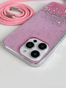 1 件星空闪光树脂 DIY 挂绳项链带，适用于 和 Android 手机壳，钻孔螺丝尼龙绳，轻巧便携 - 粉色 - 查看 5