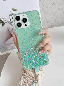 1 Stück Sternenhimmel Glitzer Harz DIY Lanyard Halskette, kompatibel mit iPhone & Android Handyhüllen, Bohr- & Schraubseil aus Nylon, leicht & tragbar - Grün - Übersicht 4