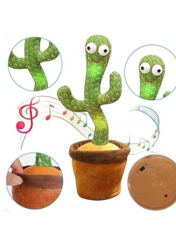 Cacto Dançante E Falante Toca Música Repete A Fala Brinquedo recarregavel