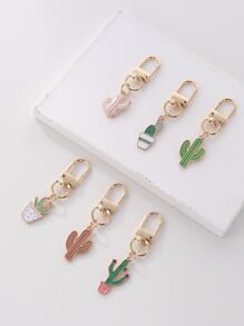 Cute 6pcs Metallic Cactus Shaped Keychain With Drip Oil Car Accessories Bag Charm School Halloween Accessories Teachers Day Bag Accessories Lanyards With Id Holder Car Accessories Bag Charms Christmas Gift - Multicolor - View 5