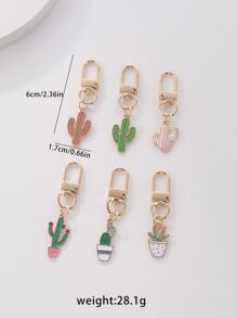 Cute 6pcs Metallic Cactus Shaped Keychain With Drip Oil Car Accessories Bag Charm School Halloween Accessories Teachers Day Bag Accessories Lanyards With Id Holder Car Accessories Bag Charms Christmas Gift - Multicolor - View 4
