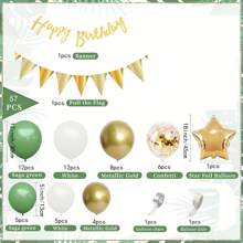 57 pezzi palloncini in lattice colorati verde, oro e bianco da 5/12/18 pollici, kit ghirlanda con stelle in lamina e striscione "Buon Compleanno" per feste e decorazioni per la casa, Natale