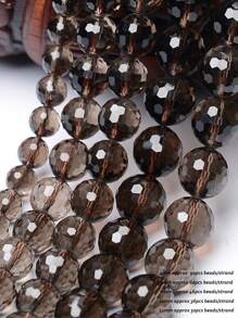 用于制作珠宝手链项链的明亮多面烟晶珠 - 灰色 - 查看 2