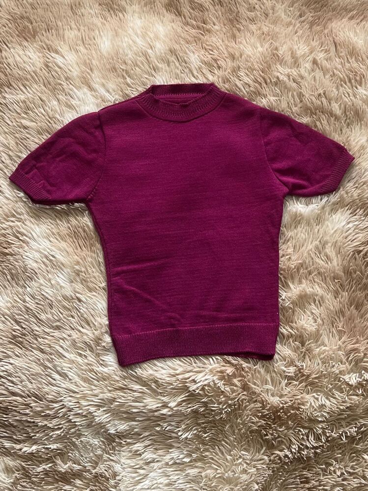 Women Knit Tops - Rose Red - View 2