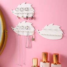2pcs Creative Hedgehog Hook Wall-mounted Punch-free Storage Rack Multi-functional Home Mirror Cabinet Key Jewelry Necklace Ring - White - View 1