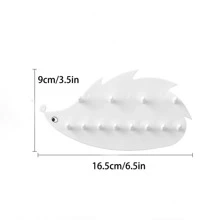 2pcs Creative Hedgehog Hook Wall-mounted Punch-free Storage Rack Multi-functional Home Mirror Cabinet Key Jewelry Necklace Ring - White - View 2