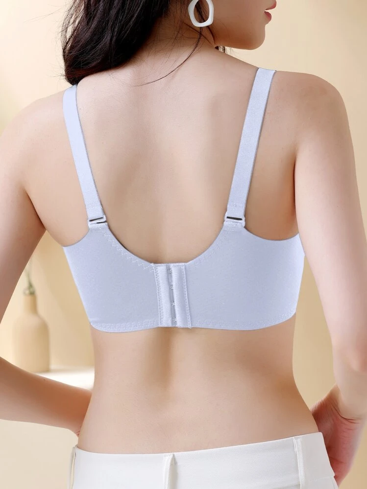 Ultra- Breathable Lace Push-Up Bra With Hollow Cups, Sexy Lingerie Wireless, Cool Light Blue - Blue - View 2