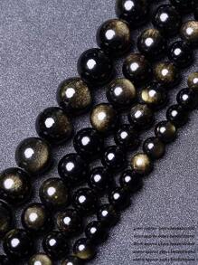 AAA级天然金色黑曜石珠，适合珠宝制作