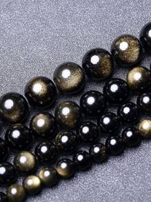 AAA级天然金色黑曜石珠，适合珠宝制作