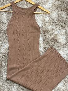 Women Sweater Dresses - 卡其色 - 查看 1