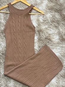 Women Sweater Dresses - 卡其色 - 查看 2