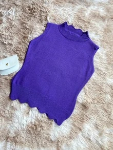 Women Knit Tops - 紫色 - 查看 1