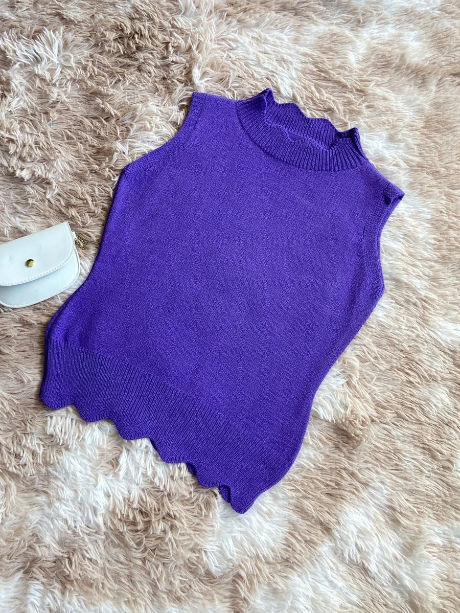 Women Knit Tops - 紫色 - 查看 1