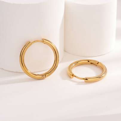 1對/2入組2.5毫米2毫米寬度的高度極簡主義男女珠寶經典淘氣環,採用不過敏的厚重設計,適用於女性和男性