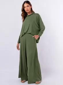 Women Two-piece Outfits - 軍綠色 - 查看 3