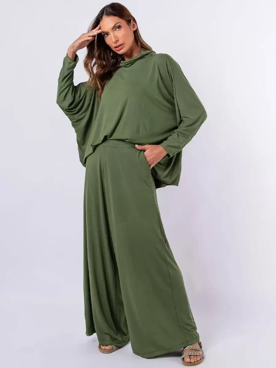 Women Two-piece Outfits - 軍綠色 - 查看 1