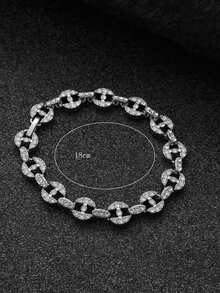 1入組時尚鋅合金幾何裝飾手鏈適合女士適合派對 - 銀色 - 查看 4