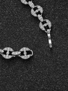 1入組時尚鋅合金幾何裝飾手鏈適合女士適合派對 - 銀色 - 查看 2