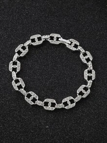 1入組時尚鋅合金幾何裝飾手鏈適合女士適合派對 - 銀色 - 查看 5