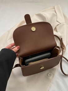 New Ladies Retro Soft Surface Pu Leather Saddle Crossbody Mini Small Bag - Coffee Brown - View 5