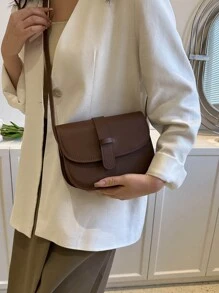 New Ladies Retro Soft Surface Pu Leather Saddle Crossbody Mini Small Bag - Coffee Brown - View 2