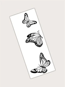 1 pegatina de tatuaje temporal impermeable de mariposa voladora de estilo oscuro (que dura de 7 a 14 días), adecuada para clavícula, maquillaje temático de festival/y2k y decoración de fiesta,tatuajes maquina para tatuar tatuajes falsos - Negro - Ver 3