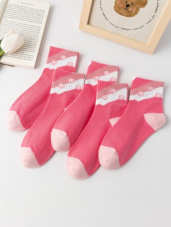 5對/套條紋圖案女性襪子