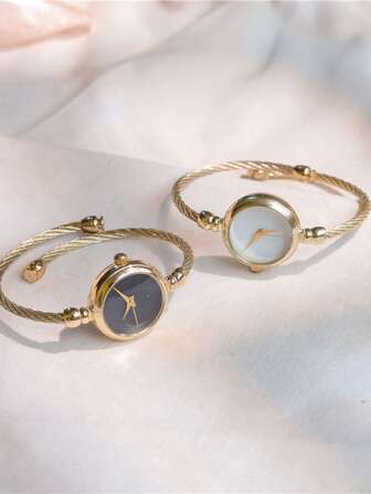 1pair Harajuku Forest Girl Style Delicate & Small Bracelet Watch For Middle & High School Girls