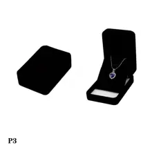1 pieza Caja de terciopelo para collar, caja para colgante, anillo, pendiente y pulsera, embalaje de joyería - Negro - Ver 5