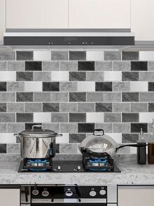 20pcs/Set 12*12 Inch Thickened Vintage Marble Pattern Peel & Stick Wall Tile, Self-Adhesive Waterproof High-Temperature Resistance Sticker For Kitchen Backsplash, Bathroom Renovation And Room Decoration - Grey - View 7