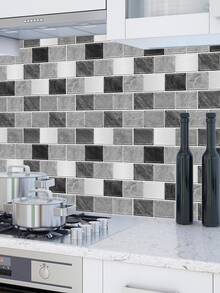 20pcs/Set 12*12 Inch Thickened Vintage Marble Pattern Peel & Stick Wall Tile, Self-Adhesive Waterproof High-Temperature Resistance Sticker For Kitchen Backsplash, Bathroom Renovation And Room Decoration - Grey - View 8