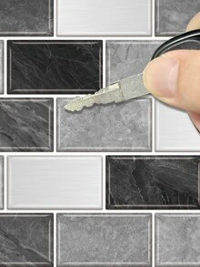 20pcs/Set 12*12 Inch Thickened Vintage Marble Pattern Peel & Stick Wall Tile, Self-Adhesive Waterproof High-Temperature Resistance Sticker For Kitchen Backsplash, Bathroom Renovation And Room Decoration - Grey - View 6