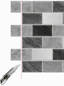 20pcs/Set 12*12 Inch Thickened Vintage Marble Pattern Peel & Stick Wall Tile, Self-Adhesive Waterproof High-Temperature Resistance Sticker For Kitchen Backsplash, Bathroom Renovation And Room Decoration - Grey - View 5