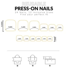 24入組黑色方形假腳趾甲按設計夏天足部美甲帶黑色礦物銀顏色金屬亮絲 - 黑色 - 查看 6