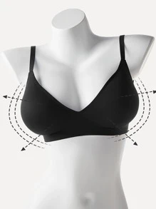 1Pc Push Up Bra For Women, Outward Wide Cup Style, Design For Small Chest, Can Lift Up And Enlarge Breast, Make Waist Look Slim And Sexy - Black - View 8