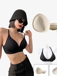 1Pc Push Up Bra For Women, Outward Wide Cup Style, Design For Small Chest, Can Lift Up And Enlarge Breast, Make Waist Look Slim And Sexy - Black - View 3