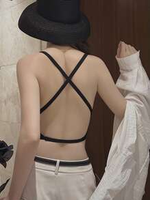 1Pc Push Up Bra For Women, Outward Wide Cup Style, Design For Small Chest, Can Lift Up And Enlarge Breast, Make Waist Look Slim And Sexy - Black - View 4