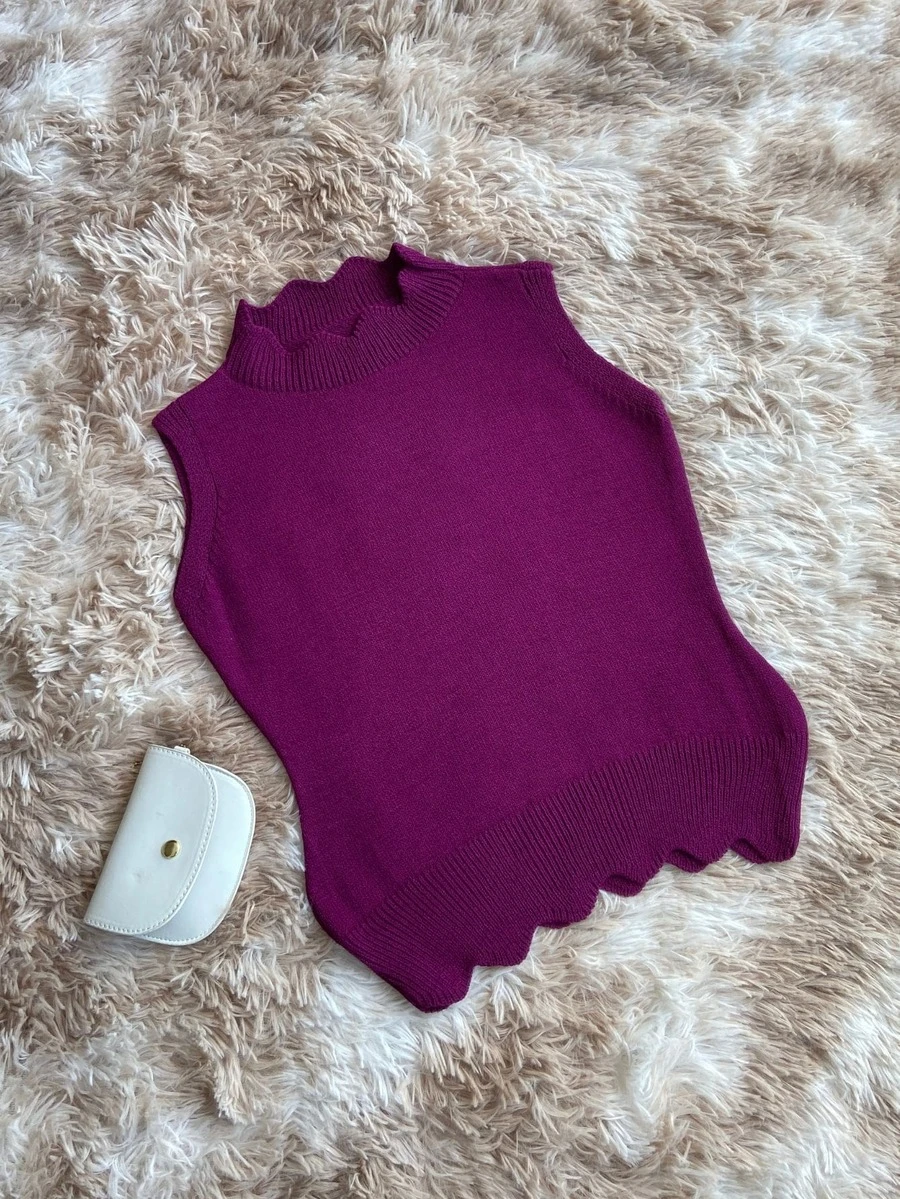 Women Knit Tops - Màu tím - Xem 1