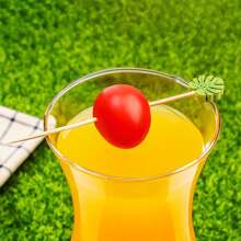 100pcs Hawaiian Style Party Decoration Toothpicks, Summer Party Decoration Bamboo Picks, Green Leaf Picks, Cactus Picks, Crystal Heart Picks, Crystal Ball Picks, Party Bar Decorative Picks, Fruit Picks Pastry Snack Skewers, Fruit Party Bamboo Picks, Suitable For All Kinds Of Parties