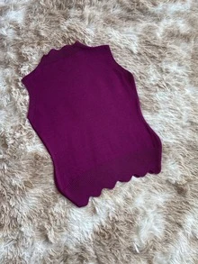 Women Knit Tops - Màu tím - Xem 2